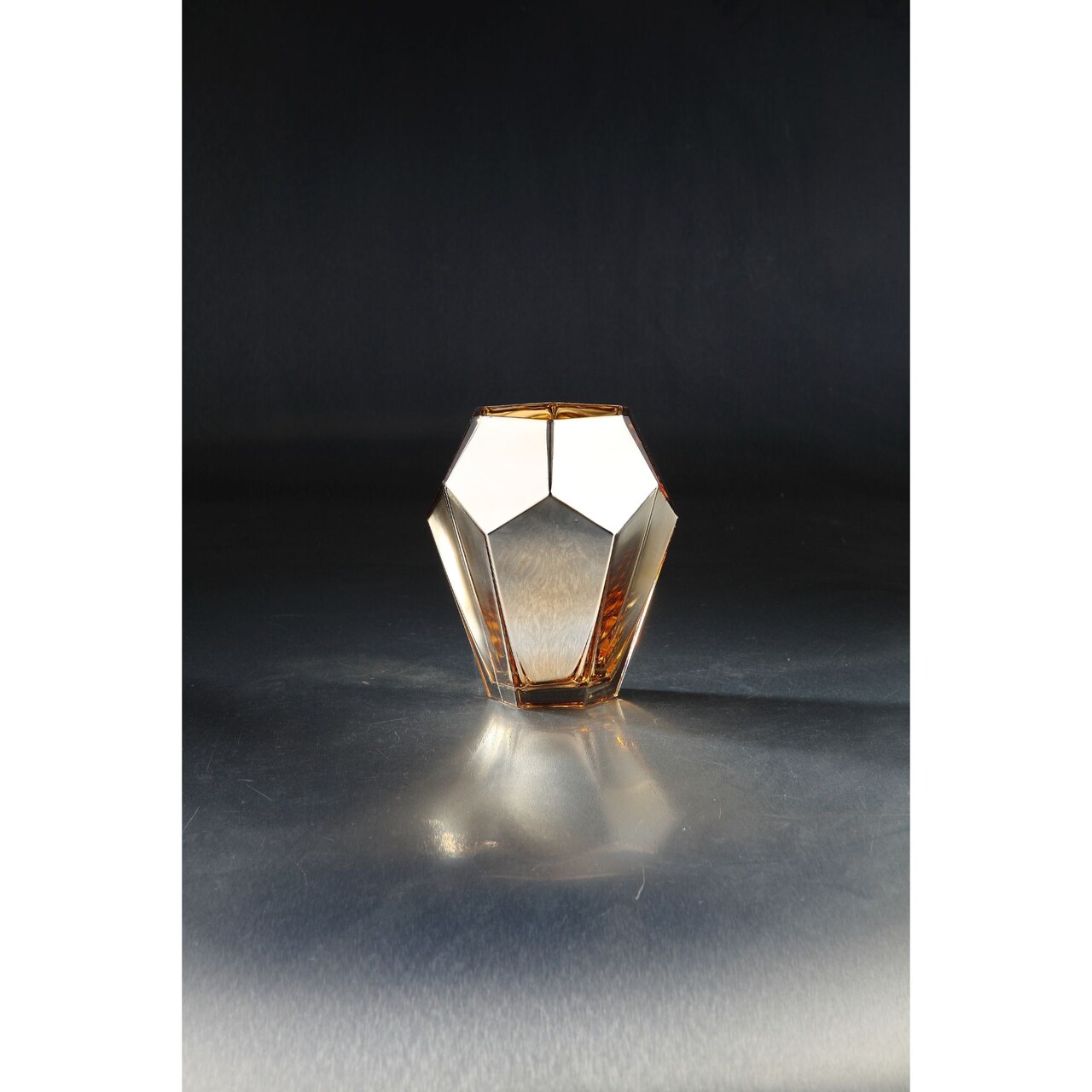 CC Home Furnishings 8” Metallic Gold Geometric Faceted Glass Vase